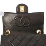 CHANEL Chanel Matrasse Minima Mrasse Chain Black Gold Bracket Ladies Ram Skin Shoulder Bag AB Rank Used Ginzo