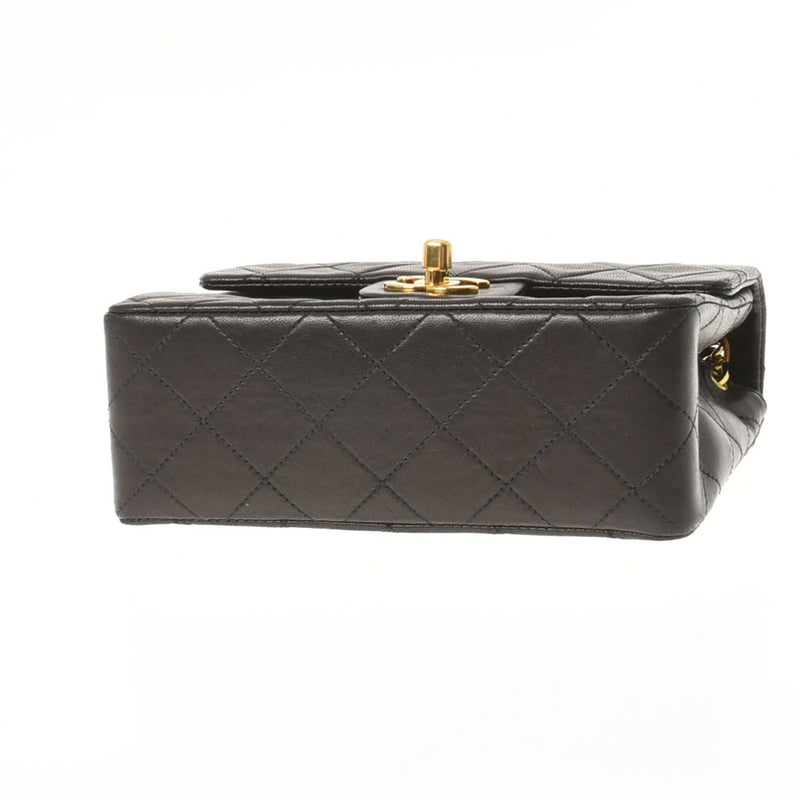 CHANEL Chanel Matrasse Minima Mrasse Chain Black Gold Bracket Ladies Ram Skin Shoulder Bag AB Rank Used Ginzo