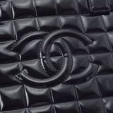 CHANEL シャネル チョコバー 黒 シルバー金具 レディース エナメル ハンドバッグ Aランク 中古 銀蔵