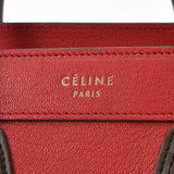 CELINE セリーヌ ラゲージ ナノショッパー 赤×茶 2WAY 赤×茶 レディース カーフ ハンドバッグ Bランク 中古 銀蔵