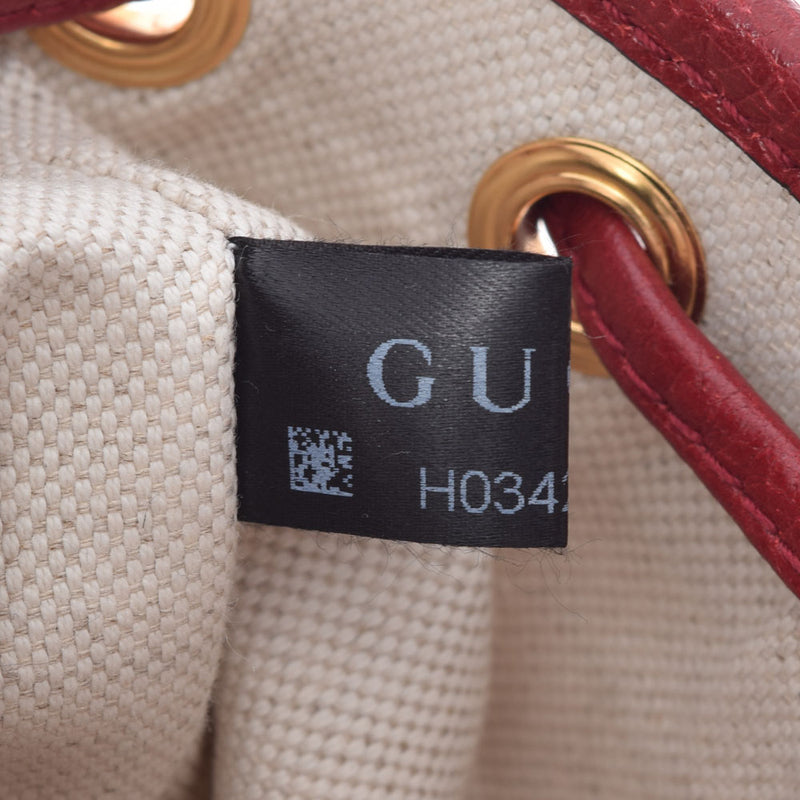 GUCCI グッチ ドラえもんコラボ ミニ 巾着タイプ ベージュ/赤 647801 レディース PVC カーフ ショルダーバッグ Aランク 中古 銀蔵