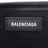 BALENCIAGA バレンシアガ ネイビーカバス  白/黒 390346 ユニセックス キャンバス ハンドバッグ ABランク 中古 銀蔵