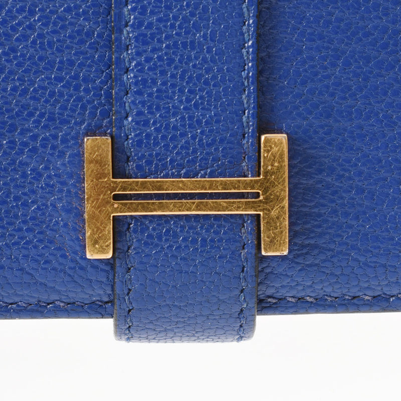 HERMES Hermes Beans France Blue Light Right Gold Bracket C engraved (around 2018) Ladies Shable Long Wallet B Rank Used Ginzo