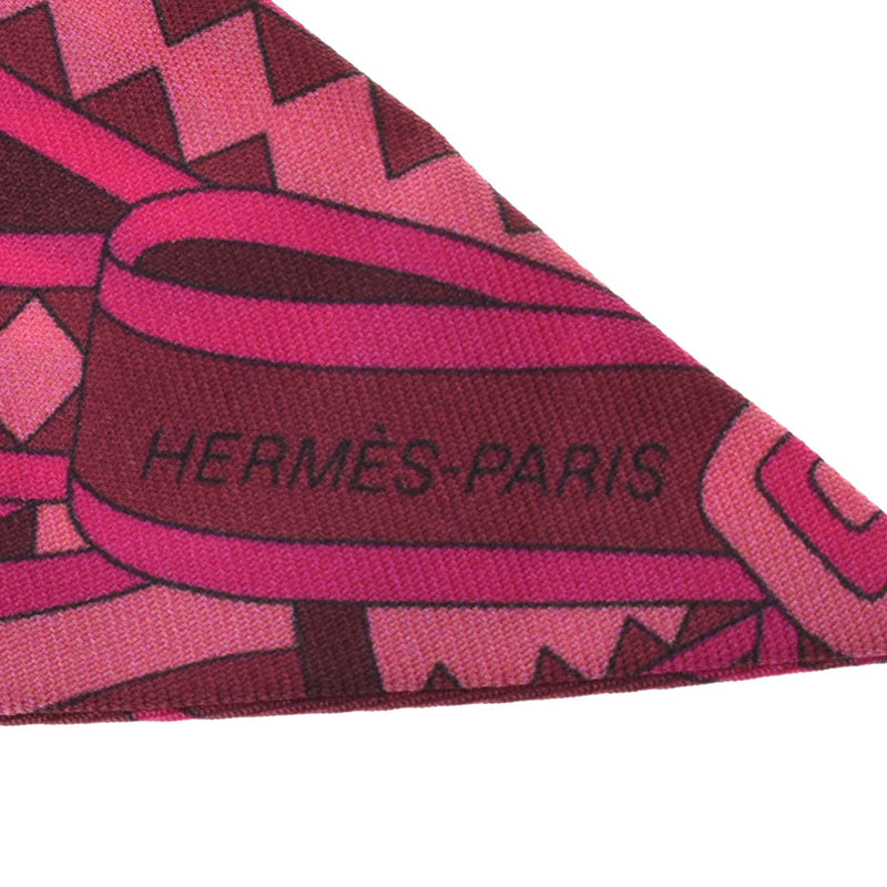 HERMES Hermes Twilly Old Tag Flower Ribbon Pattern Pink Ladies Silk 100 % Scarf B Rank used Ginzo