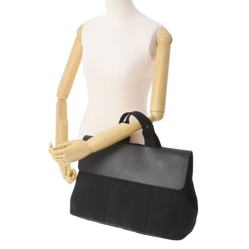 HERMES Hermes Valparaiso MM Black Unisex Towaru Shevron Handbag AB Rank used Ginzo