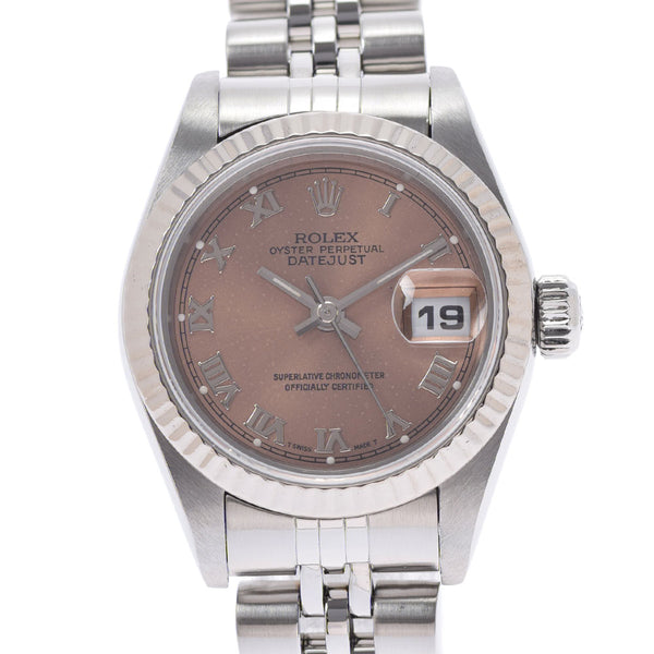 ROLEX ロレックス デイトジャスト 69174 レディース SS/WG 腕時計 自動巻き ピンク文字盤 Aランク 中古 銀蔵