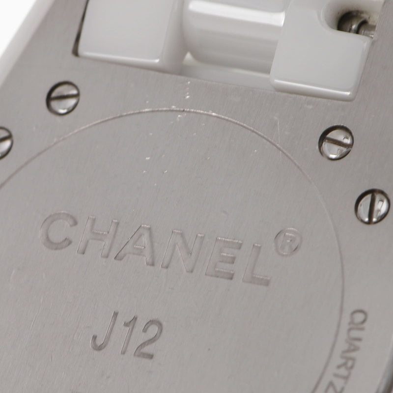 CHANEL シャネル J12 33mm 12Pダイヤ H1628 ボーイズ 白セラミック/SS 腕時計 クオーツ 白文字盤 Aランク 中古 銀蔵