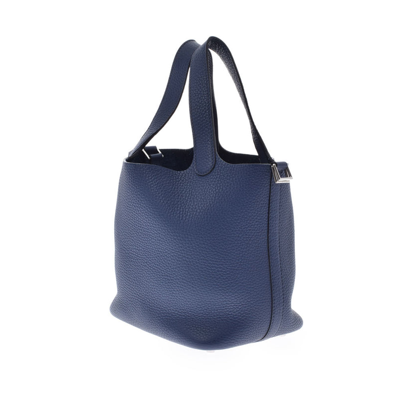 HERMES エルメス ピコタンロック PM ブルーサフィール シルバー金具 □Q刻印(2013年頃) レディース トリヨンクレマンス  ハンドバッグ Aランク 中古 銀蔵