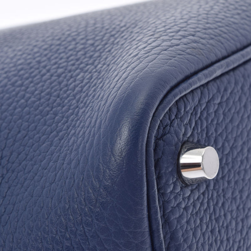 HERMES エルメス ピコタンロック PM ブルーサフィール シルバー金具 □Q刻印(2013年頃) レディース トリヨンクレマンス  ハンドバッグ Aランク 中古 銀蔵