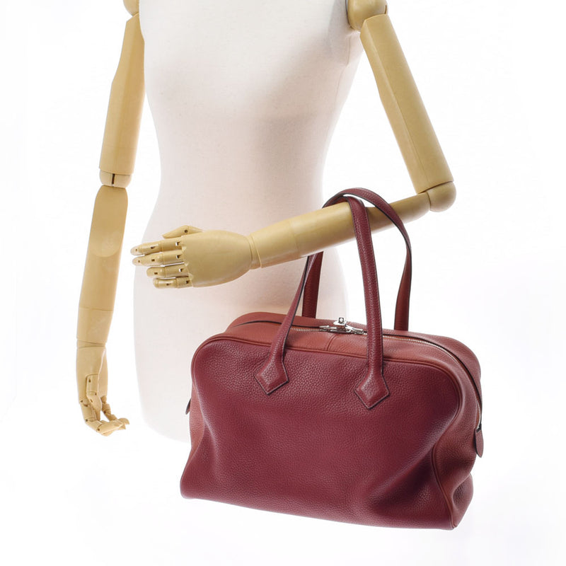 HERMES エルメス ヴィクトリア 35 ルージュアッシュ/ブリック シルバー金具 □R刻印(2014年頃) レディース トリヨンクレマンス ハンドバッグ Aランク 中古 銀蔵