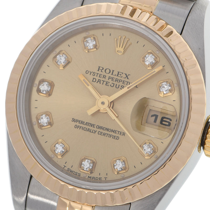 ROLEX ロレックス デイトジャスト 10Pダイヤ 69173G レディース YG/SS 腕時計 自動巻き シャンパン文字盤 Aランク 中古 銀蔵