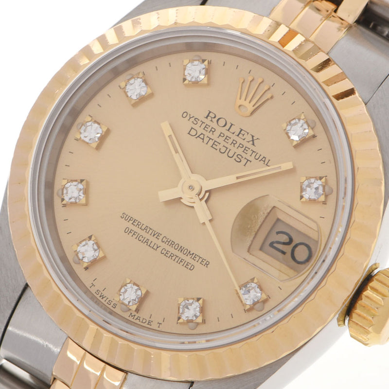 ROLEX ロレックス デイトジャスト 10Pダイヤ 69173G レディース YG/SS 腕時計 自動巻き シャンパン文字盤 Aランク 中古 銀蔵