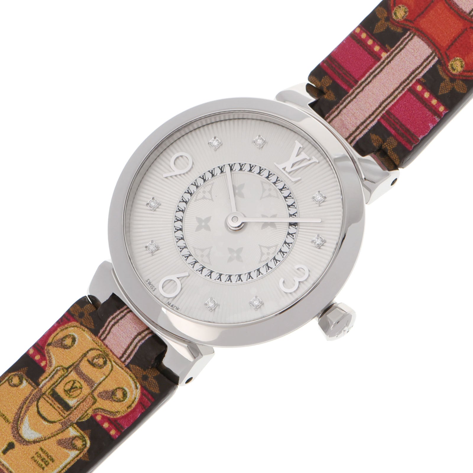ルイヴィトンタンブール スリム 8Pダイヤ レディース 腕時計 Q12MG