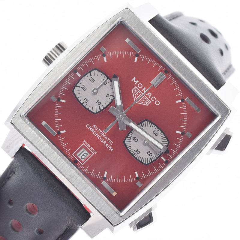 TAG HEUER タグホイヤー モナコ 1979-1989 CAW211W.FC6467 メンズ SS/革 腕時計 自動巻き 赤文字盤 Aランク 中古 銀蔵