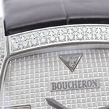 BOUCHERON ブシュロン MEC ベゼル 文字盤ダイヤ メンズ SS/革 腕時計 シルバー/ダイヤ文字盤 Aランク 中古 銀蔵