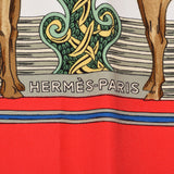 HERMES エルメス カレ90 Au fil de la sole / 絹糸の赴くままに 赤/白 レディース シルク100％ スカーフ Aランク 中古 銀蔵