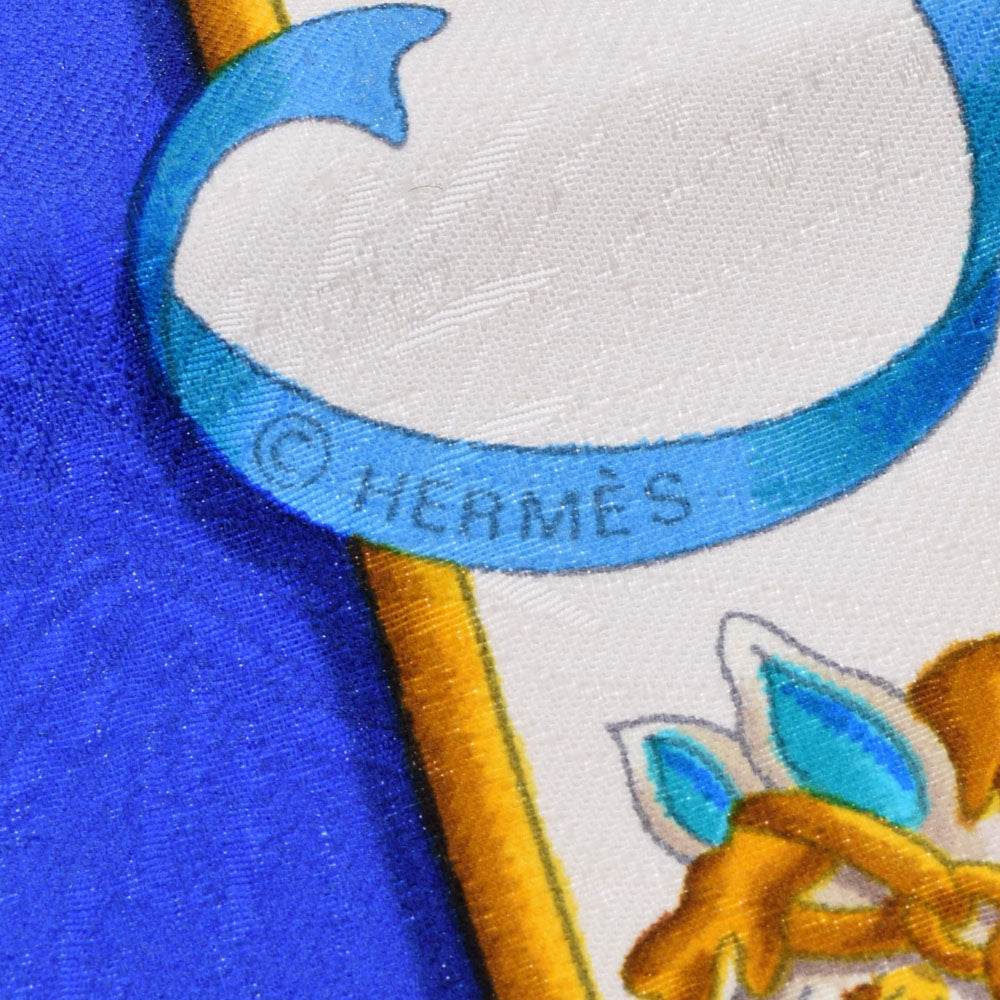良品　エルメス　HERMES　カレ90　スカーフ　Chanteclair　106 エルメスカレ90 メリーゴーランド 青/白 レディース スカーフ HERMES
