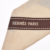 HERMES エルメス ツイリー リボン柄 茶/ベージュ レディース シルク100％ スカーフ Bランク 中古 銀蔵