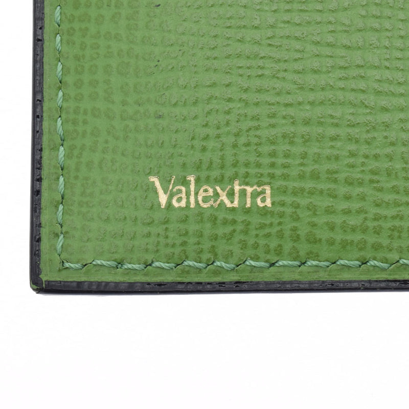VALEXTRA ヴァレクストラ 二つ折り マネークリップ付き 緑 レディース カーフ カードケース ABランク 中古 銀蔵