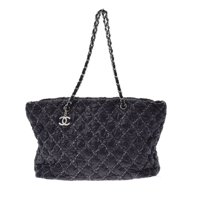 CHANEL シャネル チェーントート パリビザンス 黒 シルバー金具 レディース ナイロン トートバッグ Bランク 中古 銀蔵