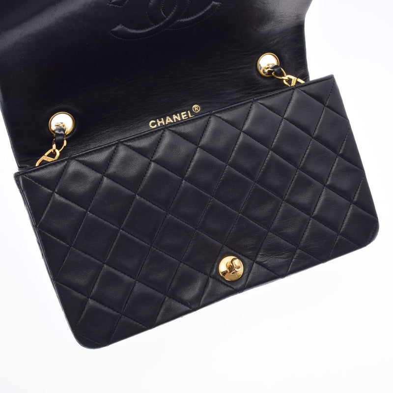 CHANEL シャネル マトラッセ チェーンショルダー 23cm シングル 黒 ゴールド金具 レディース カーフ ショルダーバッグ ABランク 中古 銀蔵