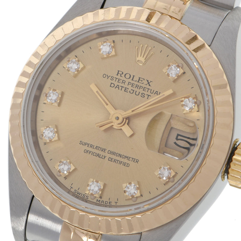 ROLEX ロレックス デイトジャスト 10Pダイヤ 69173G レディース YG/SS 腕時計 自動巻き シャンパン文字盤 Aランク 中古 銀蔵