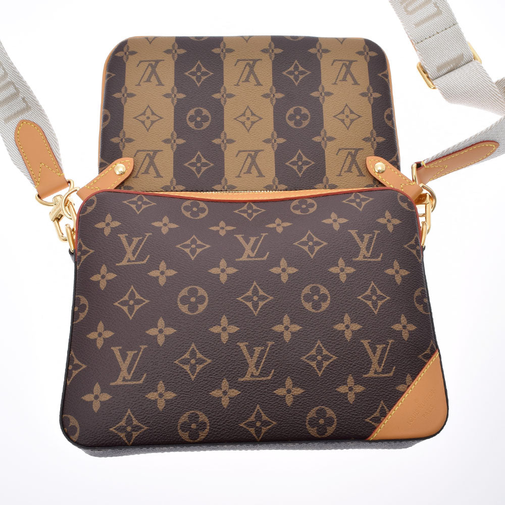 LOUIS VUITTON ルイヴィトン モノグラム ストライプ トリオ メッセンジャー NIGOコラボ ブラウン M45965 メンズ  モノグラムキャンバス ショルダーバッグ 未使用 銀蔵