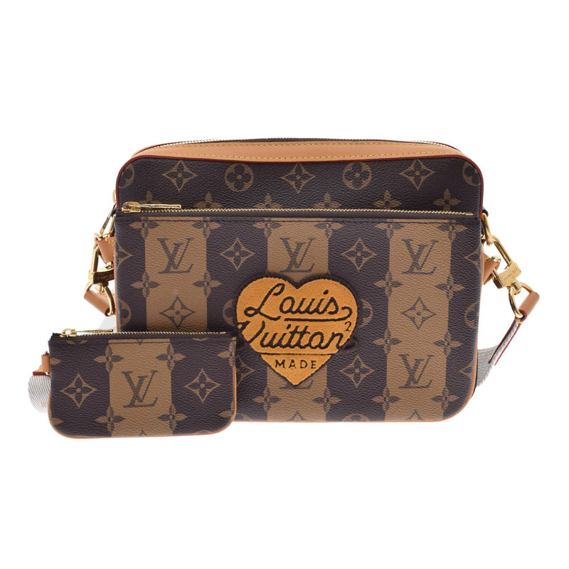 LOUIS VUITTON ルイヴィトン モノグラム ストライプ トリオ メッセンジャー NIGOコラボ ブラウン M45965 メンズ モノグラムキャンバス ショルダーバッグ 未使用 銀蔵