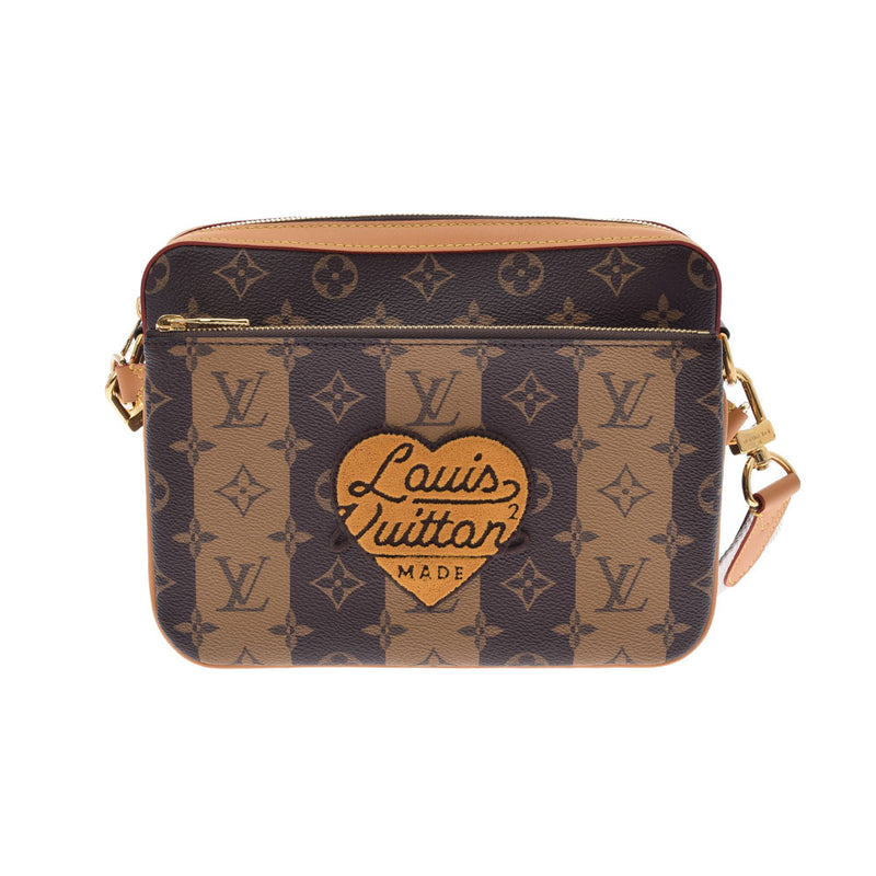 LOUIS VUITTON ルイヴィトン モノグラム ストライプ トリオ メッセンジャー NIGOコラボ ブラウン M45965 メンズ モノグラムキャンバス ショルダーバッグ 未使用 銀蔵