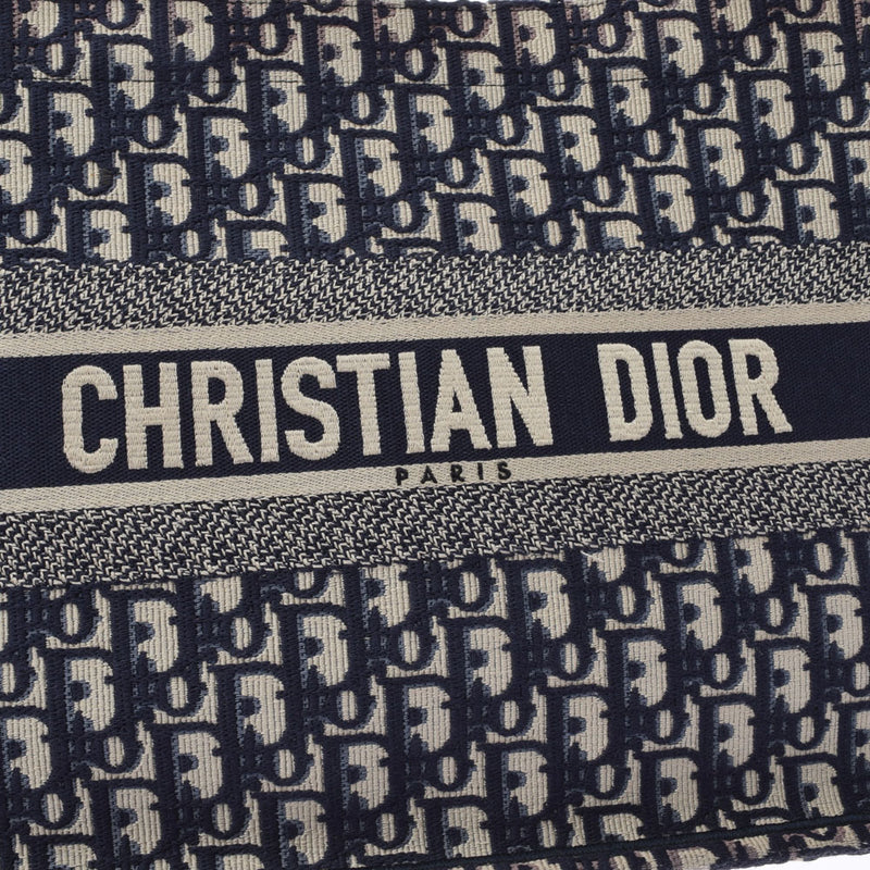 CHRISTIAN DIOR クリスチャンディオール ブックトートバッグ ミディアム ネイビー レディース キャンバス ハンドバッグ Aランク 中古 銀蔵