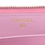 CHANEL シャネル マトラッセ COCOマーク ラウンドファスナー長財布 ピンク レディース ラムスキン 長財布 Bランク 中古 銀蔵