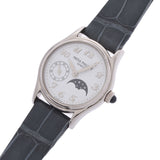 PATEK PHILIPPE パテックフィリップ カラトラバ ムーンフェイズ 4856G-00 レディース WG/革 腕時計 自動巻き ホワイト文字盤 Aランク 中古 銀蔵