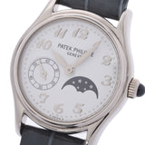PATEK PHILIPPE パテックフィリップ カラトラバ ムーンフェイズ 4856G-00 レディース WG/革 腕時計 自動巻き ホワイト文字盤 Aランク 中古 銀蔵