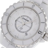 CHANEL シャネル J12 33mm 12Pダイヤ H1628 ボーイズ 白セラミック/SS 腕時計 クオーツ 白文字盤 Aランク 中古 銀蔵