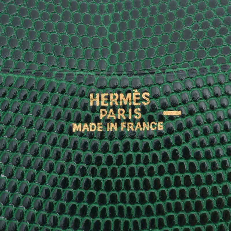 HERMES エルメス グリーン ○Z刻印(1996年頃) ユニセックス リザード 手帳カバー Aランク 中古 銀蔵