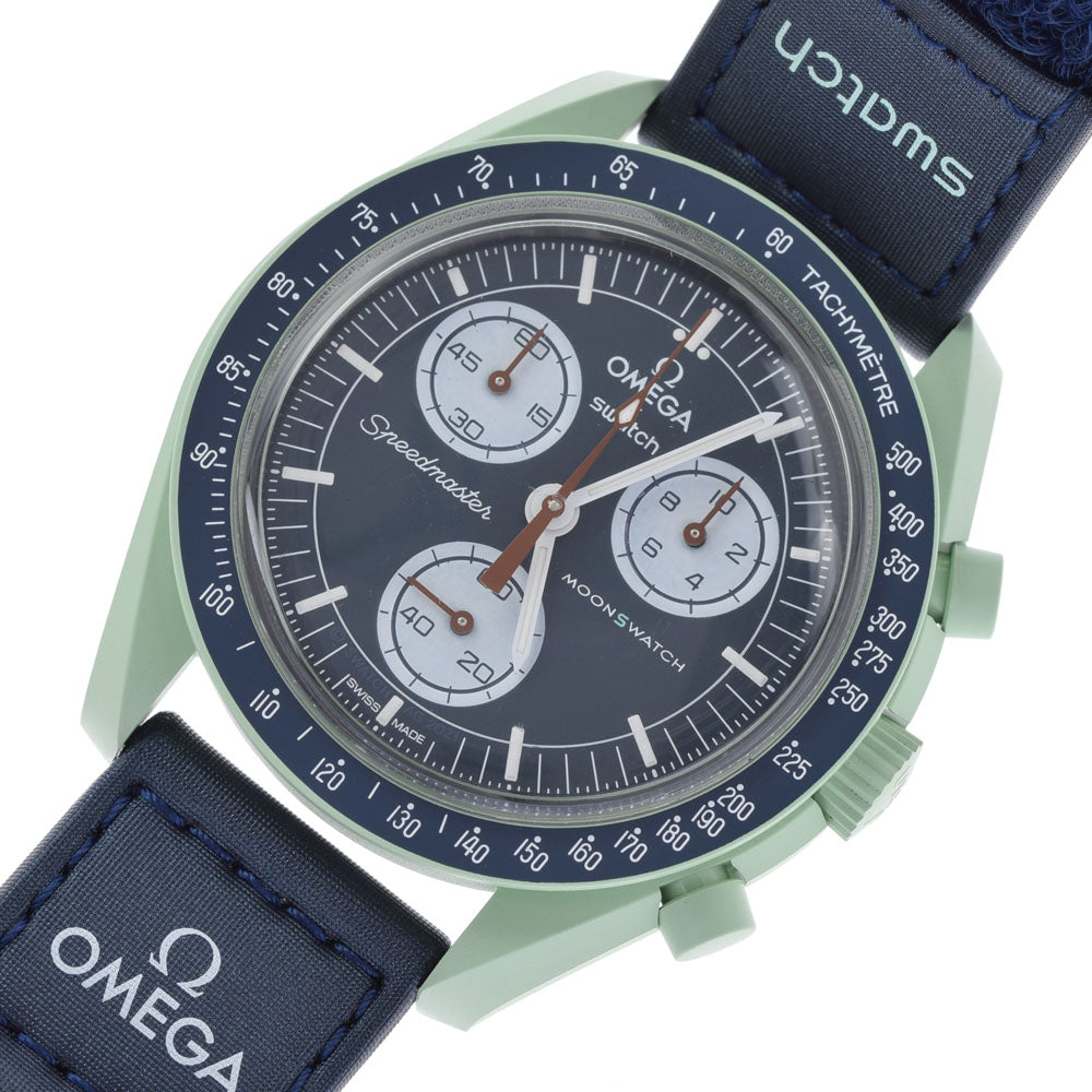 SWATCH スウォッチ OMEGA オメガ MISSION ON EARTH SO33G100 メンズ バイオセラミック /ナイロン 腕時計  クオーツ ネイビー文字盤 Aランク 中古 銀蔵