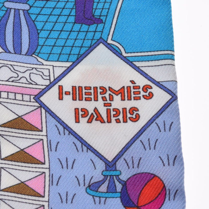 HERMES エルメス ツイリー 旧タグ 白/ピンク/水色 レディース シルク100％ スカーフ ABランク 中古 銀蔵