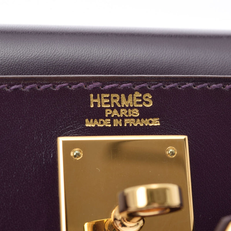 HERMES エルメス ケリー28 内縫い レザン ゴールド金具 □L刻印(2008年頃) レディース ボックスカーフ 2WAYバッグ ABランク 中古 銀蔵