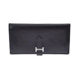 HERMES エルメス ベアンスフレ  黒 シルバー金具 □P刻印(2012年頃) レディース リザード 長財布 ABランク 中古 銀蔵