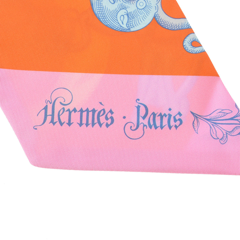 HERMES エルメス マキシツイリー スリム  デッラカヴァッレリア ローズボンボン/オレンジ レディース シルク100％ スカーフ 未使用 銀蔵