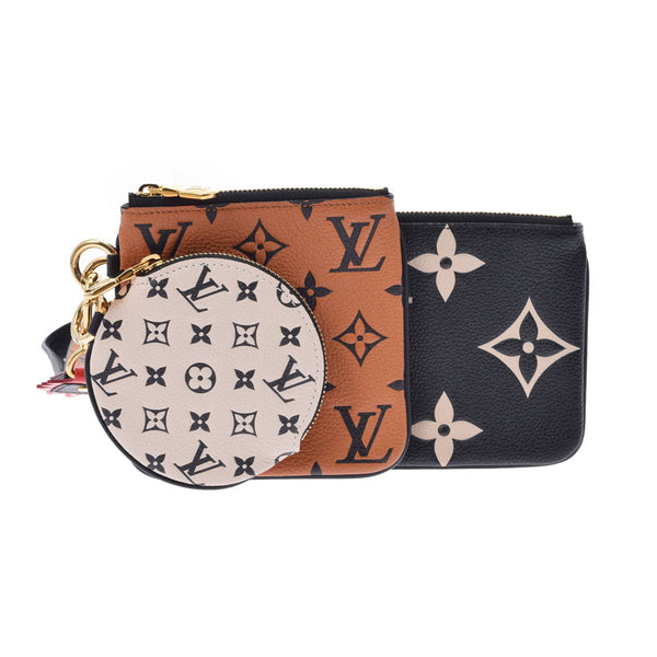 LOUIS VUITTON ルイヴィトン モノグラム アンプラント ポシェットトリオ クラフティコレクション 黒/茶/ベージュ M69516 レディース レザー ポーチ 新同 中古 銀蔵