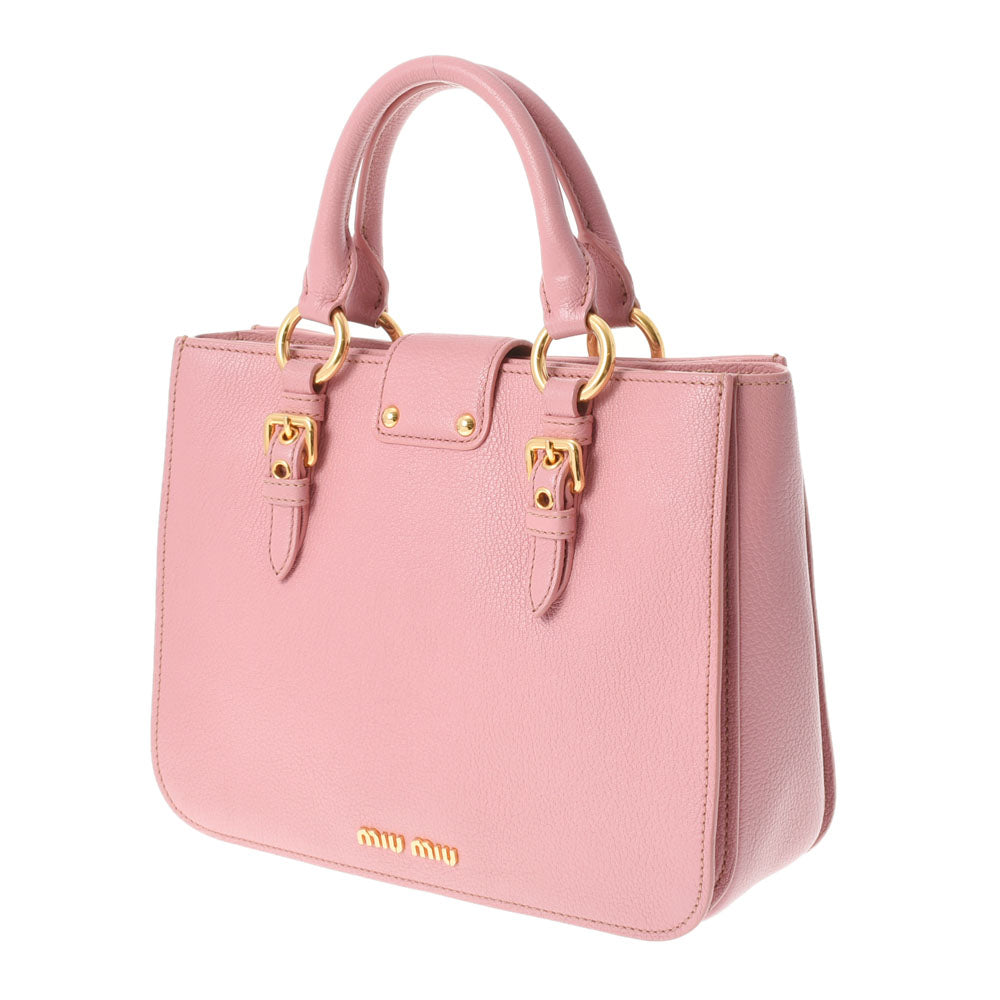 ミュウミュウマドラス 2WAY ピンク ゴールド金具 レディース カーフ ハンドバッグ RN0799 MIUMIU 中古 – 銀蔵オンライン