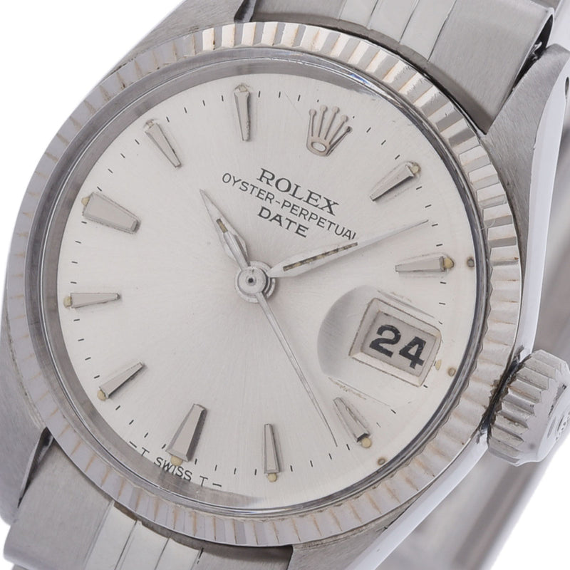 ROLEX ロレックス オイスターパーペチュアル デイト アンティーク 6517 レディース SS/WG 腕時計 自動巻き シルバー文字盤 Aランク 中古 銀蔵