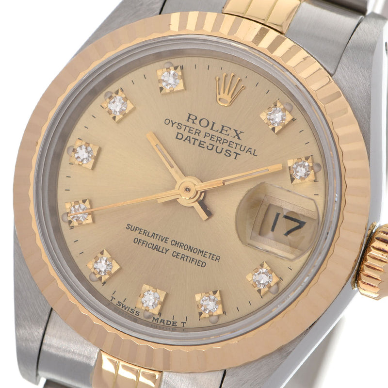 ROLEX ロレックス デイトジャスト 10Pダイヤ 69173G レディース YG/SS 腕時計 自動巻き シャンパン文字盤 Aランク 中古 銀蔵