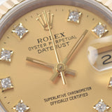 ROLEX ロレックス デイトジャスト 10Pダイヤ 69173G レディース YG/SS 腕時計 自動巻き シャンパン文字盤 Aランク 中古 銀蔵