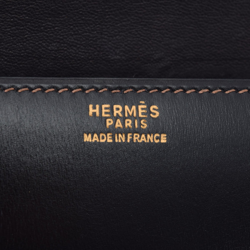 HERMES エルメス Ｈステッチ 黒 ○I刻印(1979年頃) ユニセックス ボックスカーフ クラッチバッグ ABランク 中古 銀蔵