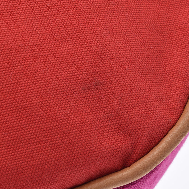 HERMES エルメス ポロションミミル セール品 ピンク/レッド ユニセックス キャンバス ショルダーバッグ ABランク 中古 銀蔵