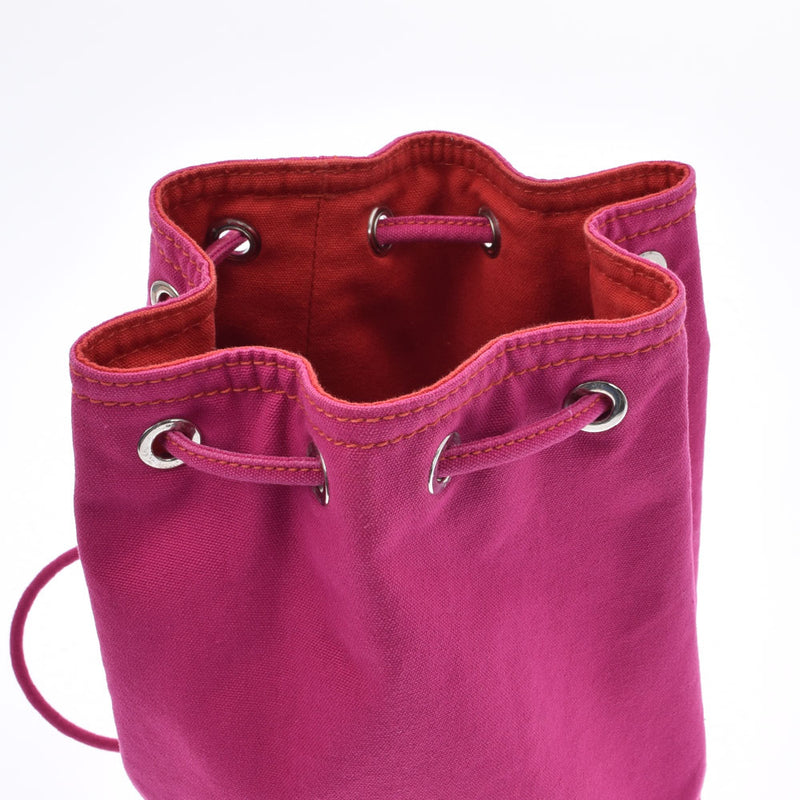 HERMES エルメス ポロションミミル セール品 ピンク/レッド ユニセックス キャンバス ショルダーバッグ ABランク 中古 銀蔵