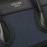 CELINE セリーヌ ラゲージ マイクロショッパー 紺 S-GA-4174 レディース キャンバス カーフ ハンドバッグ Bランク 中古 銀蔵