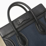 CELINE セリーヌ ラゲージ マイクロショッパー 紺 S-GA-4174 レディース キャンバス カーフ ハンドバッグ Bランク 中古 銀蔵